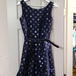 eliza j great Dress Navy blue Silvestre dots size 6 petite